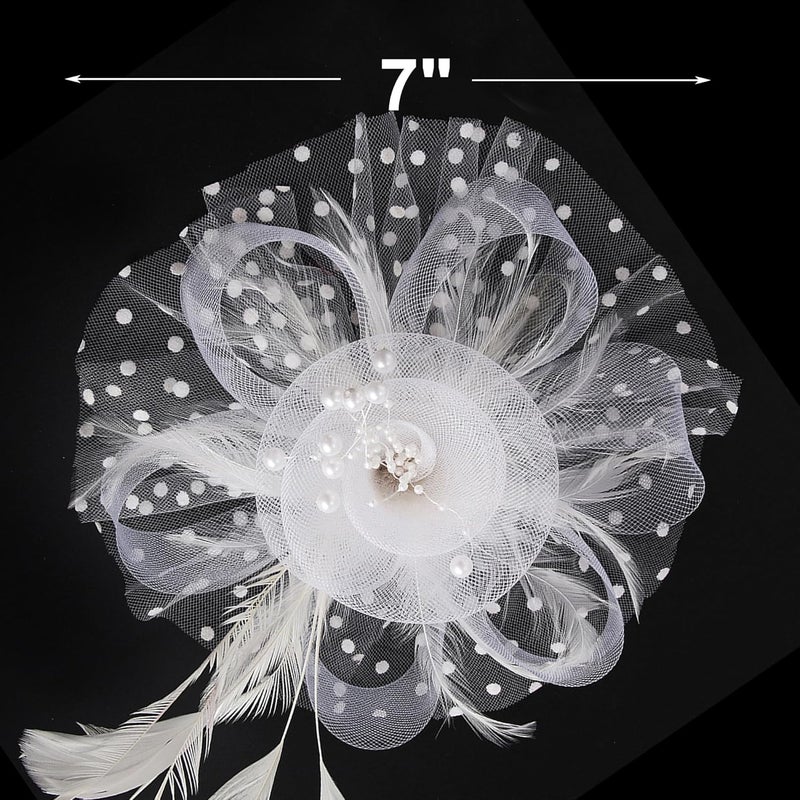 HIWIND Store Fascinators Hat Women Tea Party Headband Flower Cocktail Mesh Feathers Hair Clip Kentucky Derby Hat Wedding - Image 5